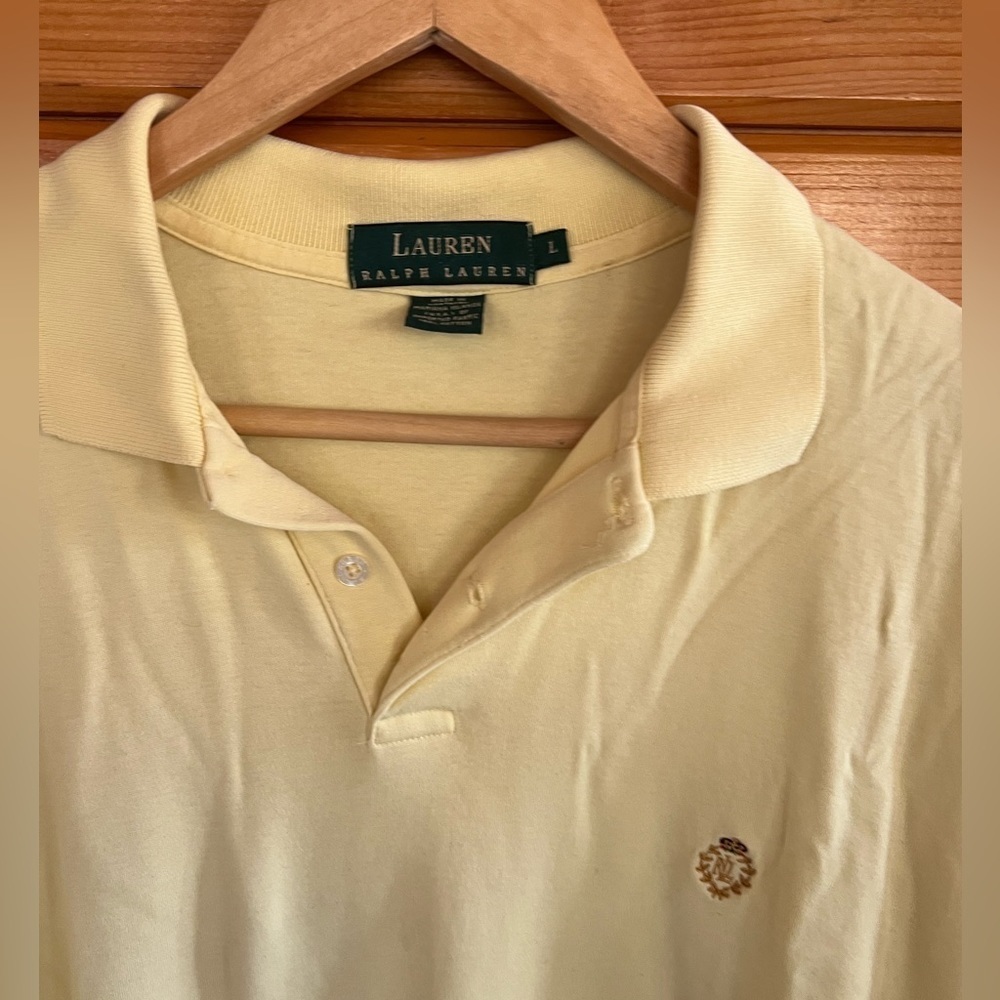 Vintage Ralph Lauren Polo Shirt Mens (L) Yellow With Crown Logo